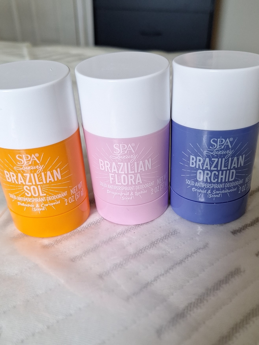 SPA Luxury Brazilian Solid Antiperspirant Trio - Orange, Pink, Purple